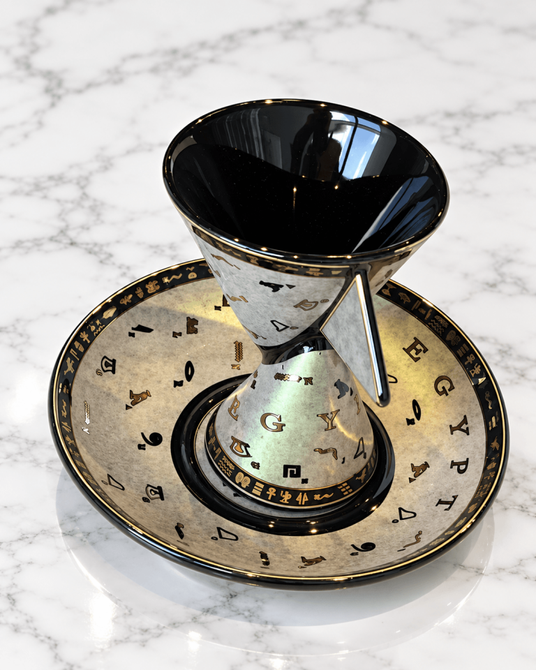 Antik Mısır Küçük Kahve Fincanı ve Tabağı Seti IV