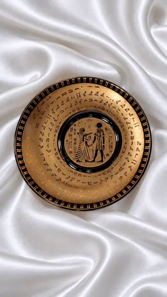Antik Mısır Tanrısı ve Firavun Figürlü Çift Yönlü Kahve Fincan Seti - Bronz Gold Siyah
