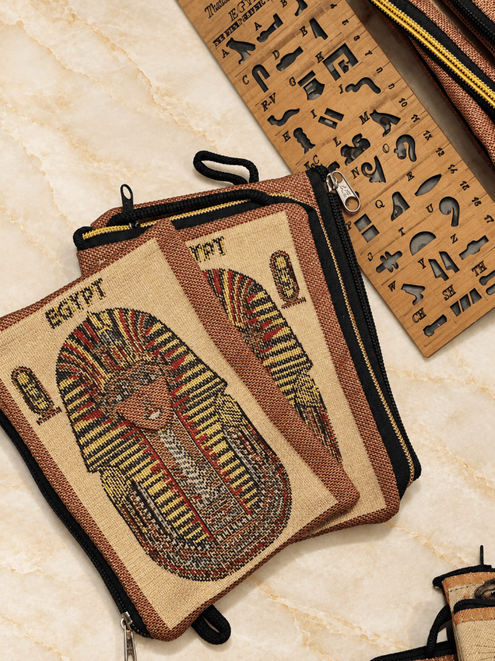 Tutankhamun Desenli Fermuarlı Kese Çanta