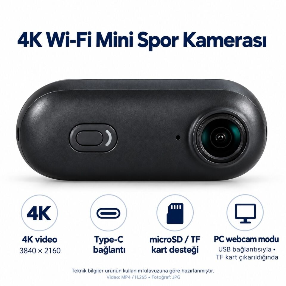 Kompakt Mini Aksiyon Kamerası ve Su Geçirmez Aksesuar Kit