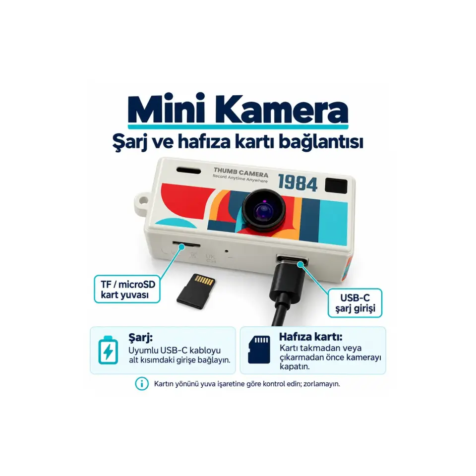 Thumb Camera Retro Mini Kamera – 1080p HD Video, TFT LCD Ekranlı ve 26 g Ultra Hafif Taşınabilir Dijital Kamera