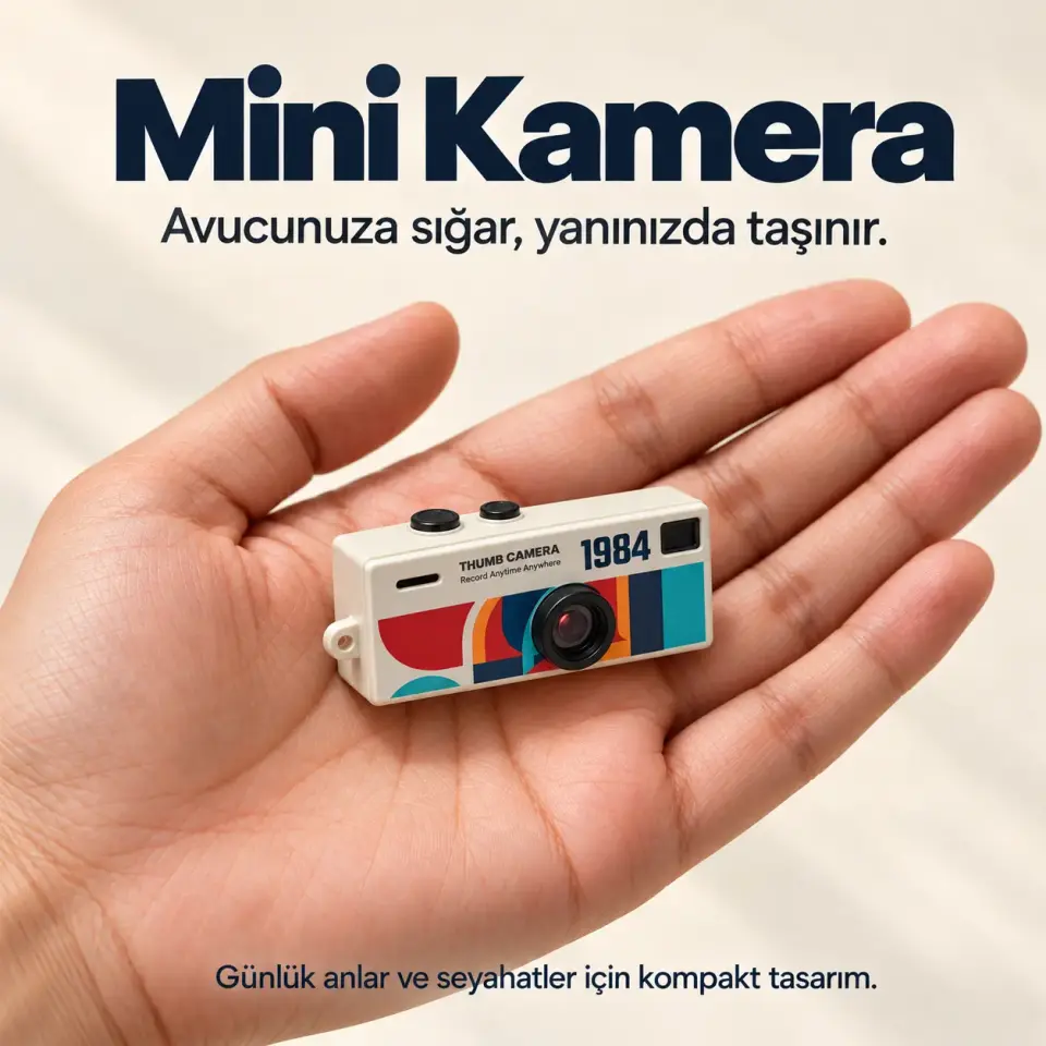 Thumb Camera Retro Mini Kamera – 1080p HD Video, TFT LCD Ekranlı ve 26 g Ultra Hafif Taşınabilir Dijital Kamera